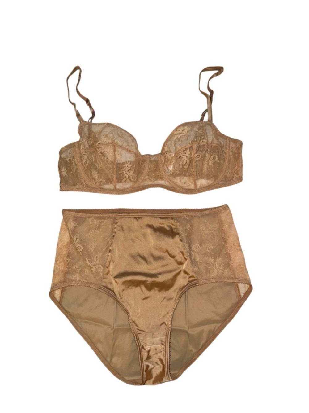 ERES LACE SATIN BRA & PANTY SET NUDE